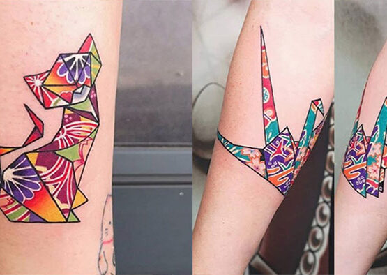 tatuaggio origami femminile