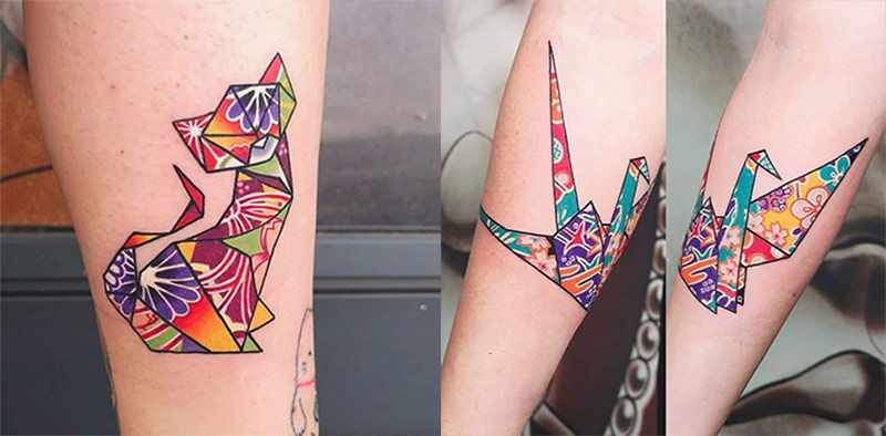 tatuaggio origami femminile