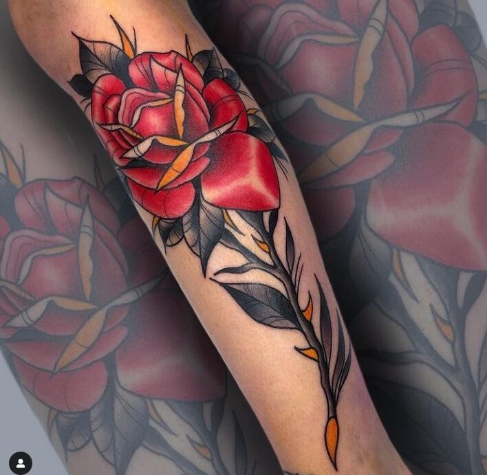 tatuaggio Rosa rossa