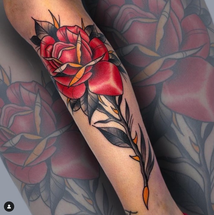 tatuaggio Rosa rossa
